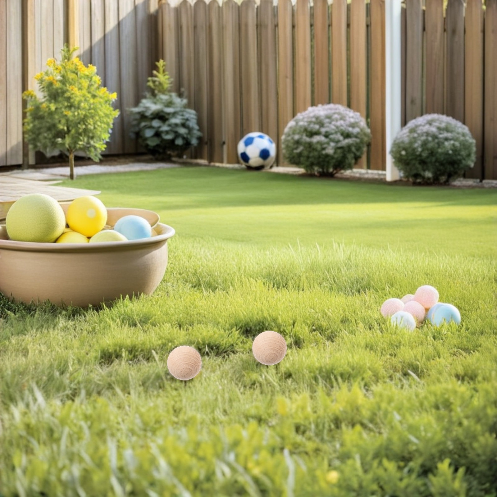 Croquet Set Lawn - 4Pcs 크로켓 공 천연 나무 35Cm
