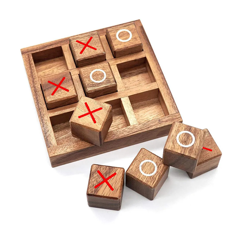Party Games Juegos De Mesa - 나무 Tic Tac Toe 보드 게임